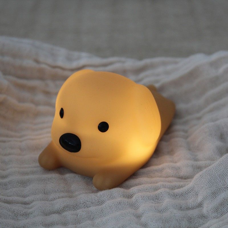 Mini veilleuse en forme de chien, douce texture en silicone.