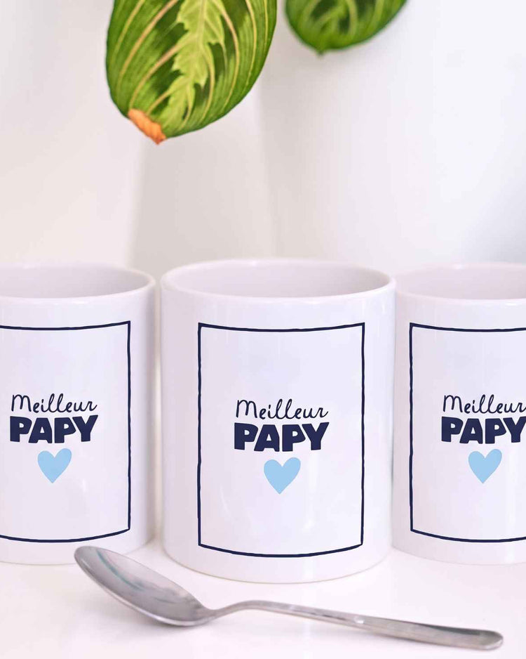 Mug avec inscription 'Meilleur Papy' sur fond blanc