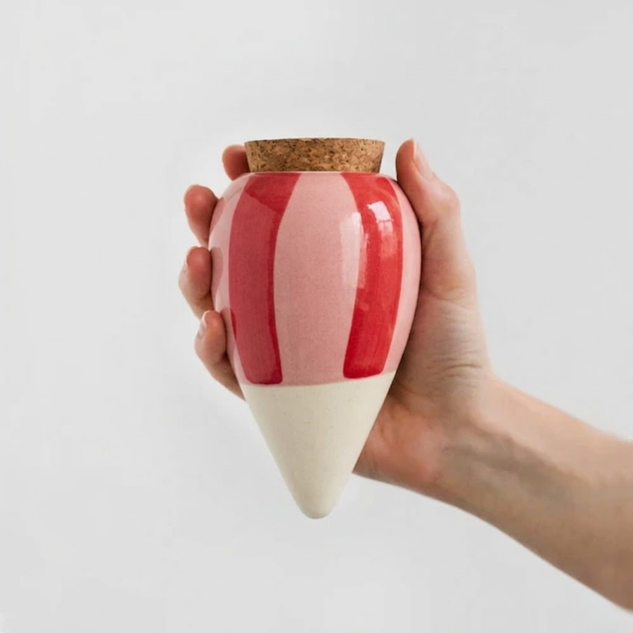 Diffuseur en terre cuite avec motifs roses et rouges