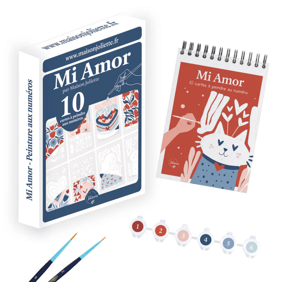 Cartes à peindre Mi Amour avec motifs colorés d'amour