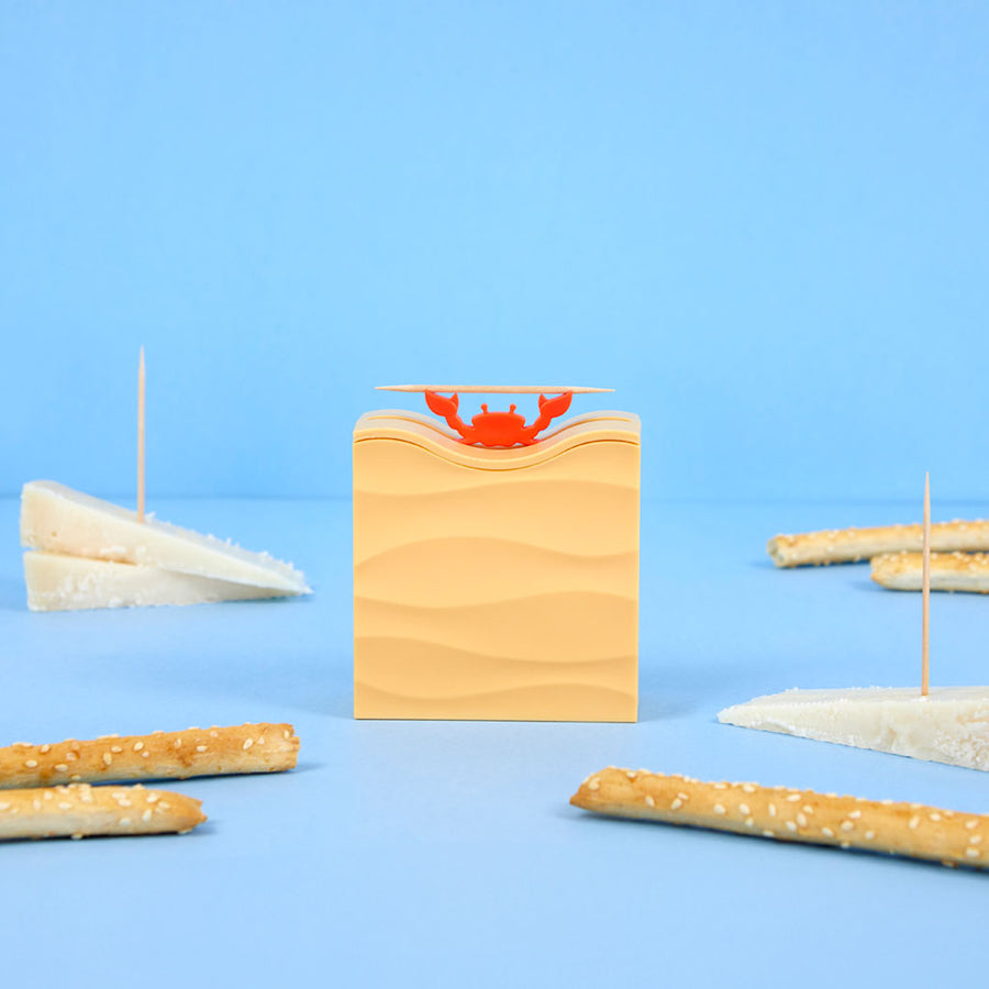 Porte cure-dents en forme de crabe avec pinces ouvertes