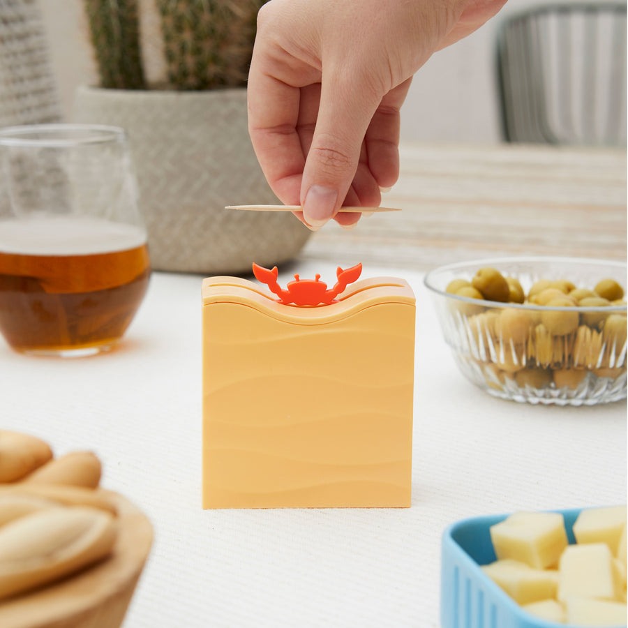 Porte cure-dents en forme de crabe avec pinces ouvertes