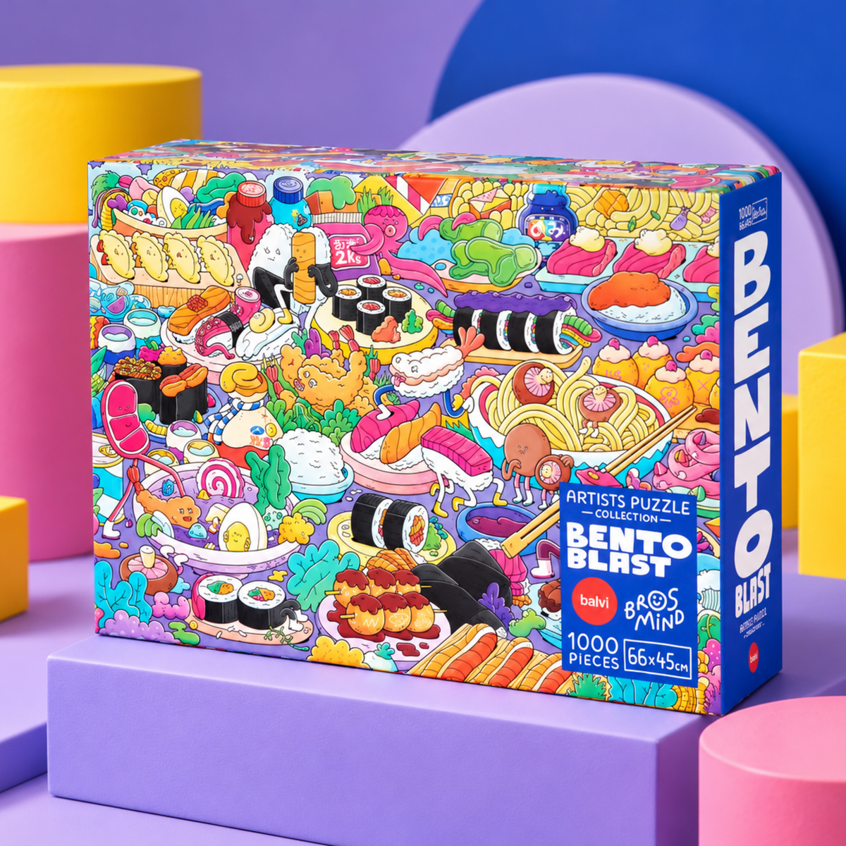 Puzzle Bento 1000 pièces avec illustration humoristique de sushi