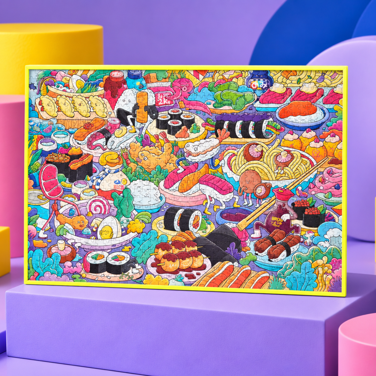 Puzzle Bento 1000 pièces avec illustration humoristique de sushi