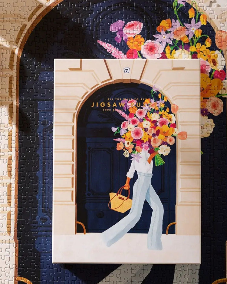 Puzzle illustré de fleurs avec détails colorés et lumineux