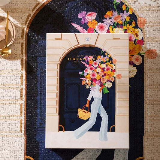 Puzzle illustré de fleurs avec détails colorés et lumineux