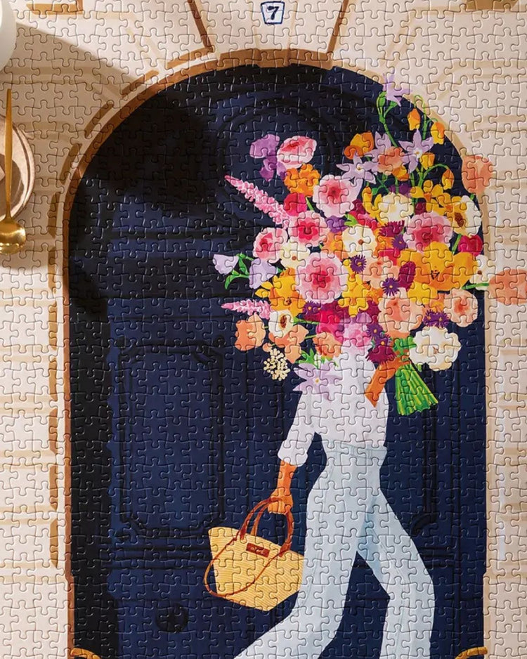 Puzzle illustré de fleurs avec détails colorés et vibrants