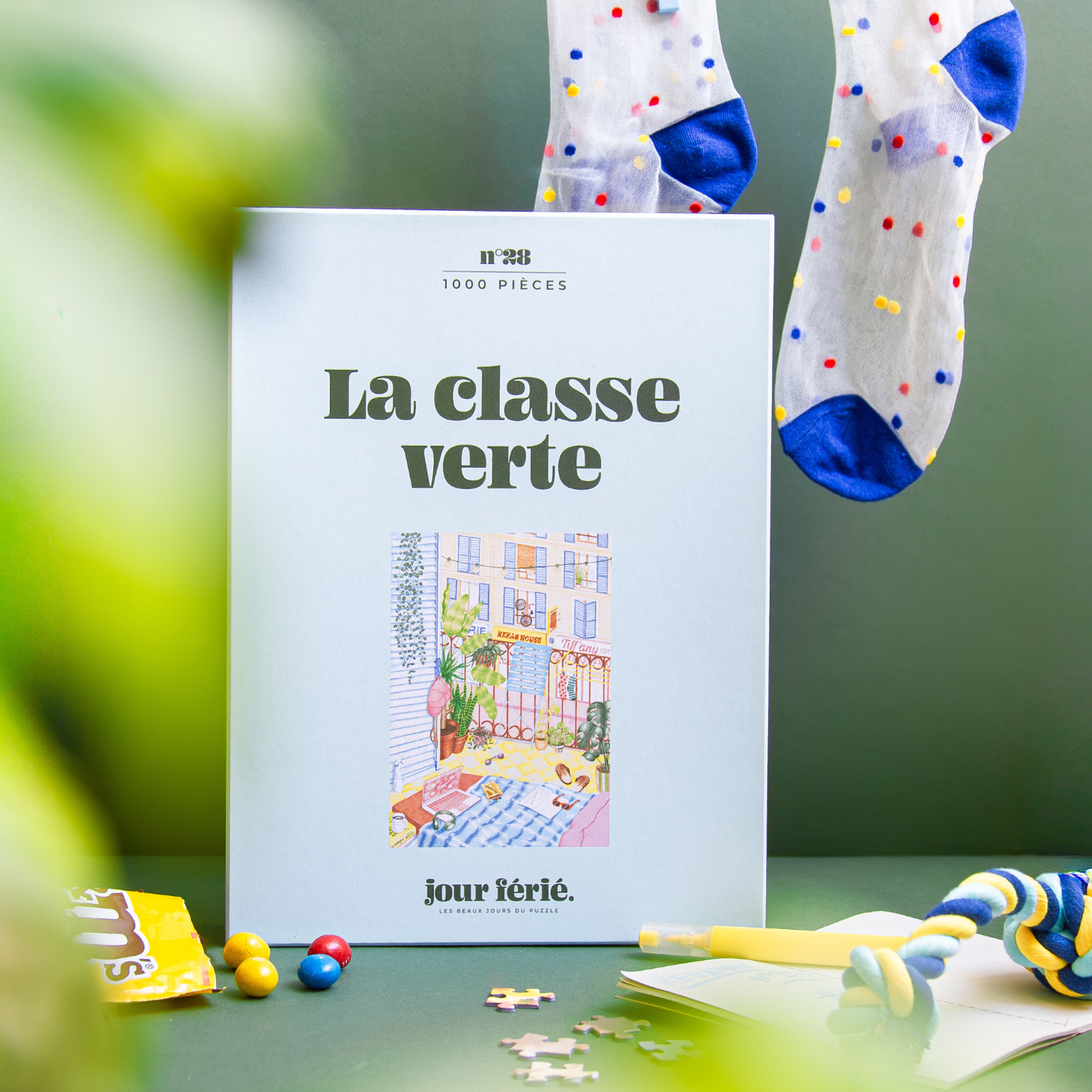 Puzzle représentant un bureau à domicile verdoyant et lumineux