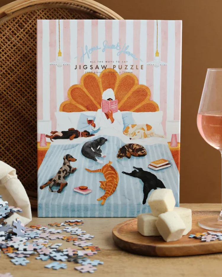 Puzzle illustrant un cocon douillet avec des chats