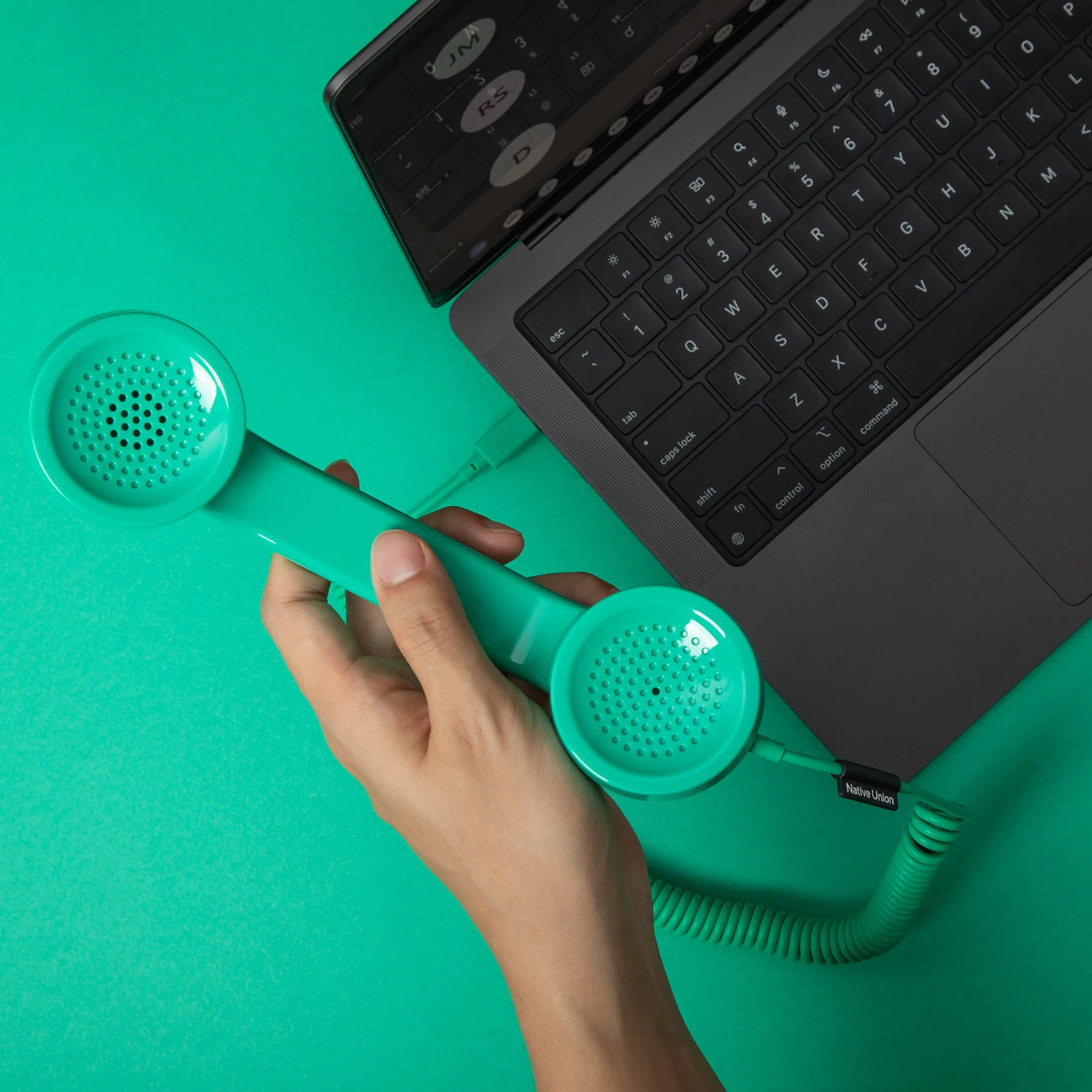 Combiné de téléphone rétro vert compatible avec les appareils USB-C