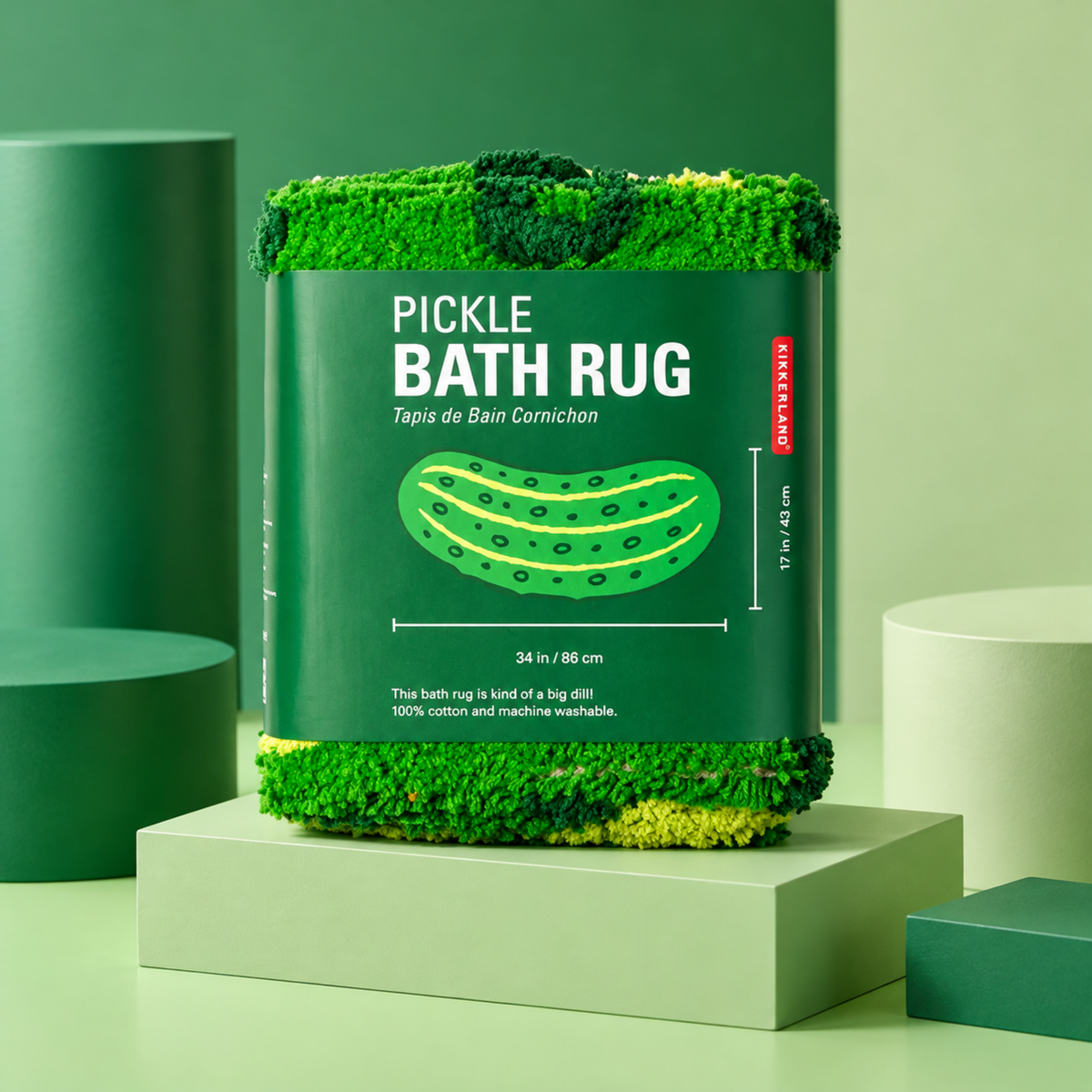 Tapis de bain en forme de cornichon, texture douce et amusante