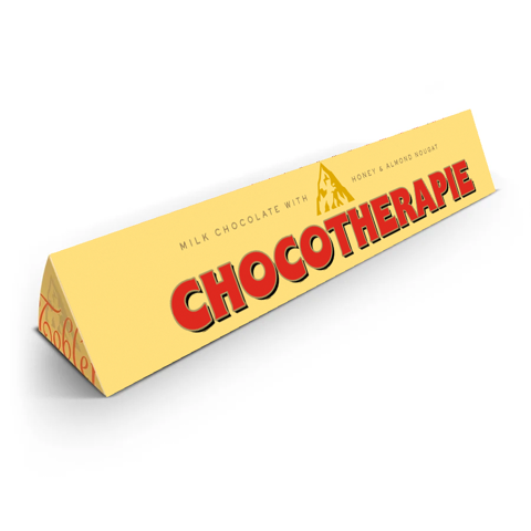 Barre Toblerone Chocothérapie avec son emblématique forme triangulaire.