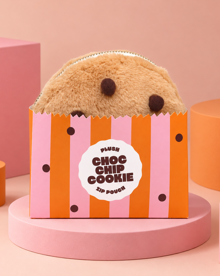 Trousse à motifs de cookies avec fermeture éclair dorée
