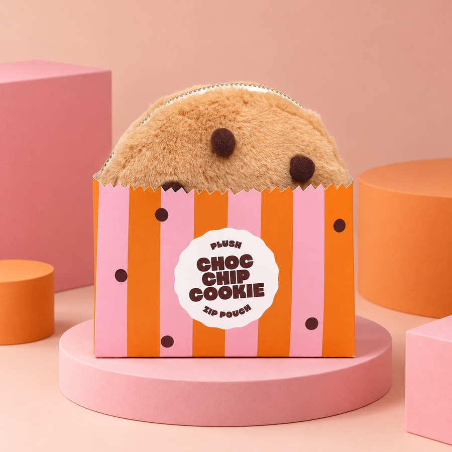 Trousse à motifs de cookies avec fermeture éclair dorée
