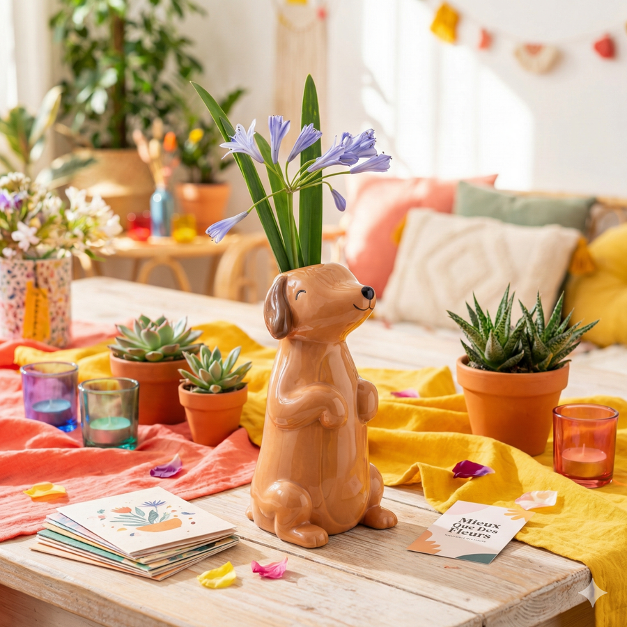 Vase teckel en céramique avec finition lisse et élégante