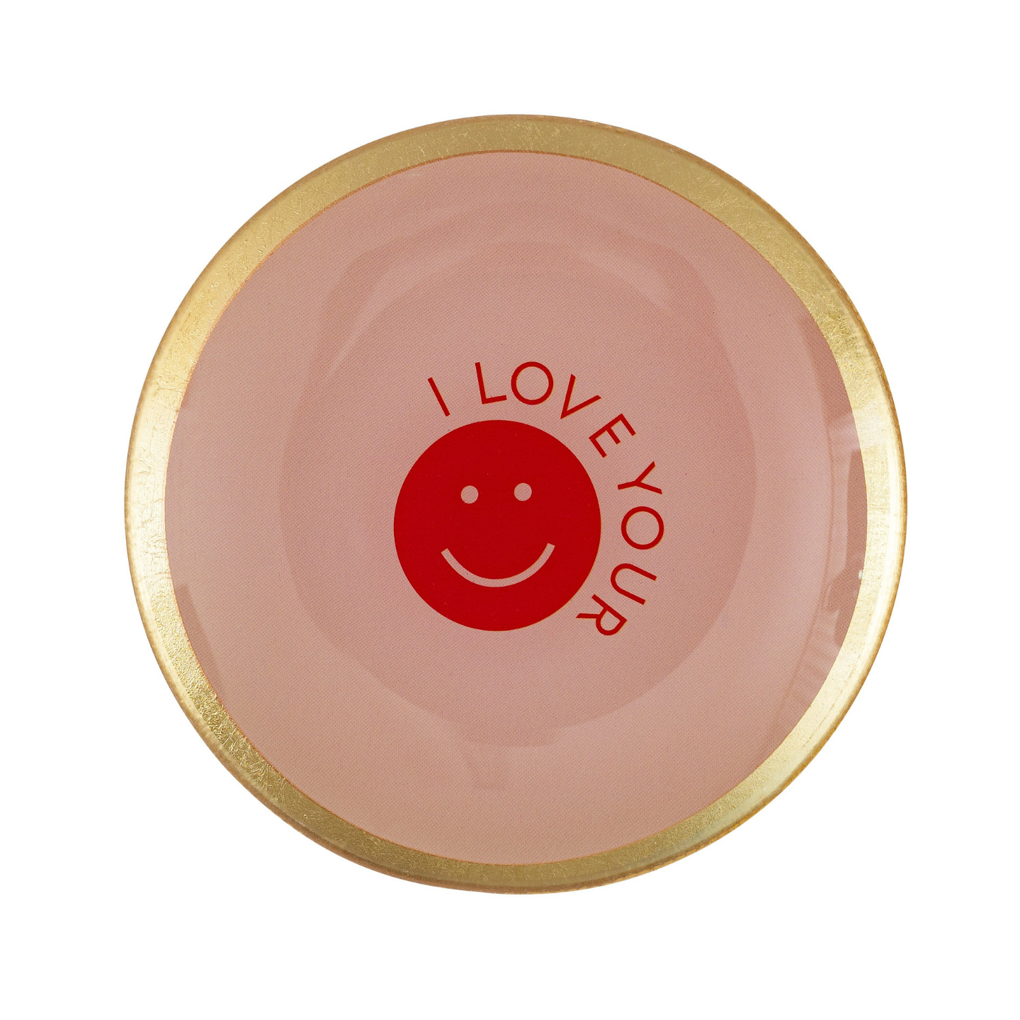 Vide-poche avec message 'I love you're smile' en rose et rouge