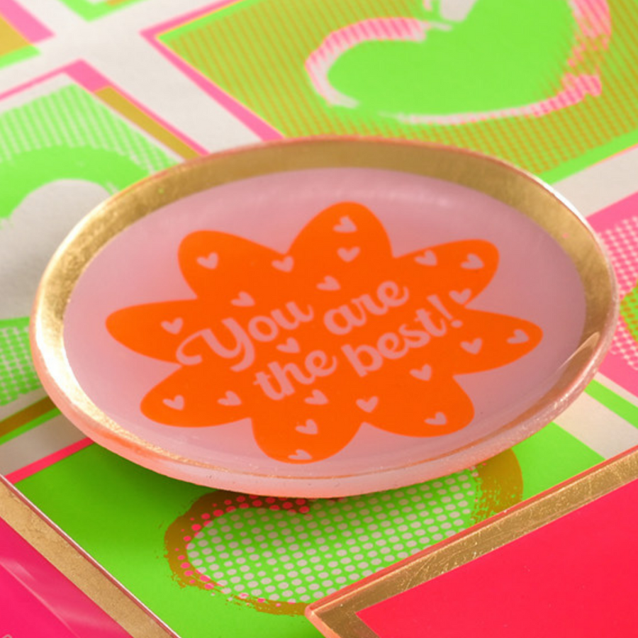 Vide-poche avec inscription 'You are the best' en rose et orange