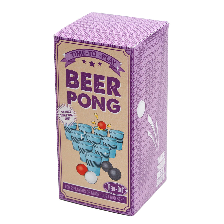 Jeu Beer Pong avec verres en plastique et balles blanches.