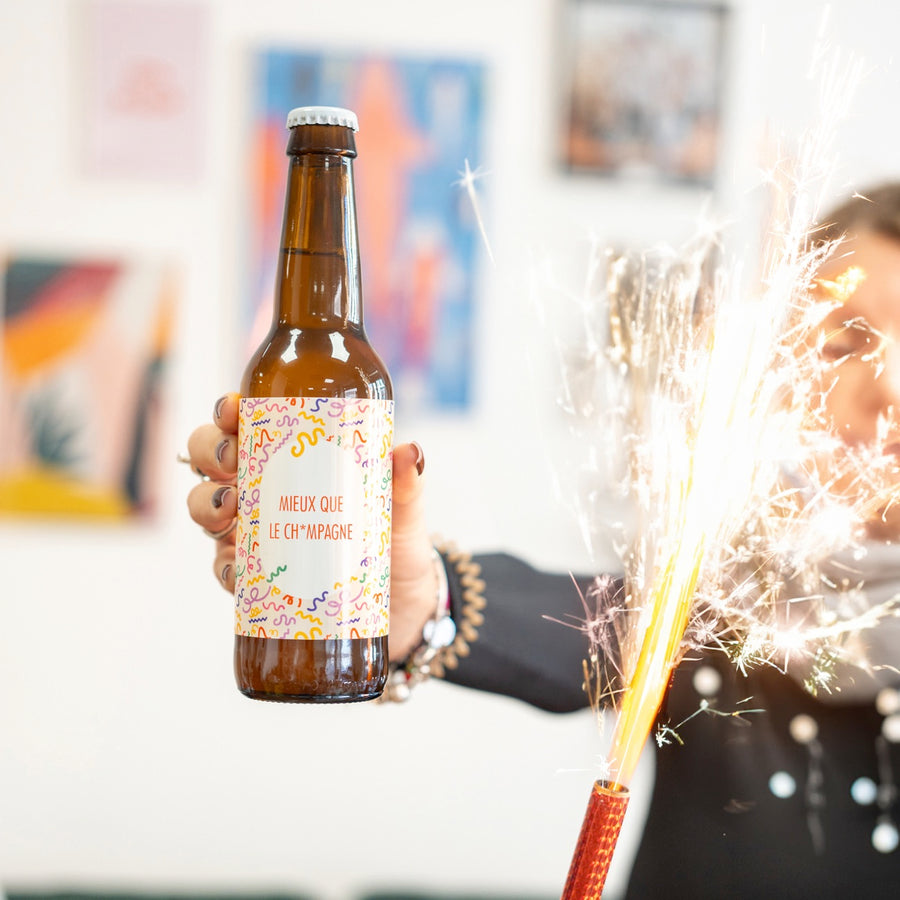 Bière Mieux que le Ch*mpagne avec des bulles pétillantes