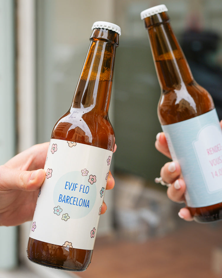 Bière personnalisée avec motif coloré et message unique