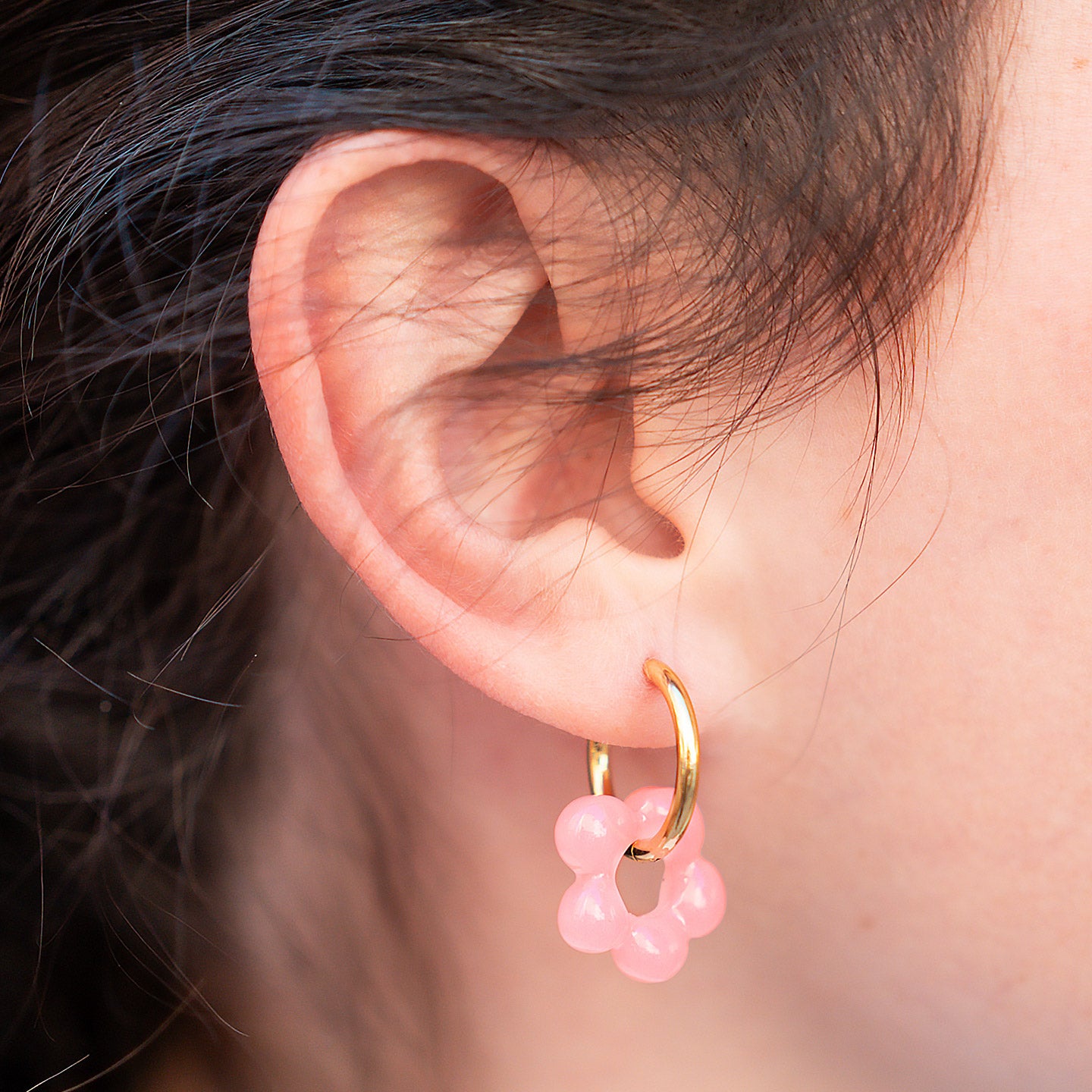 Boucles d'oreilles Fleur Rose