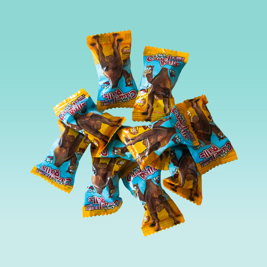 Détail des boules de chameau avec texture brillante et irrégulière.