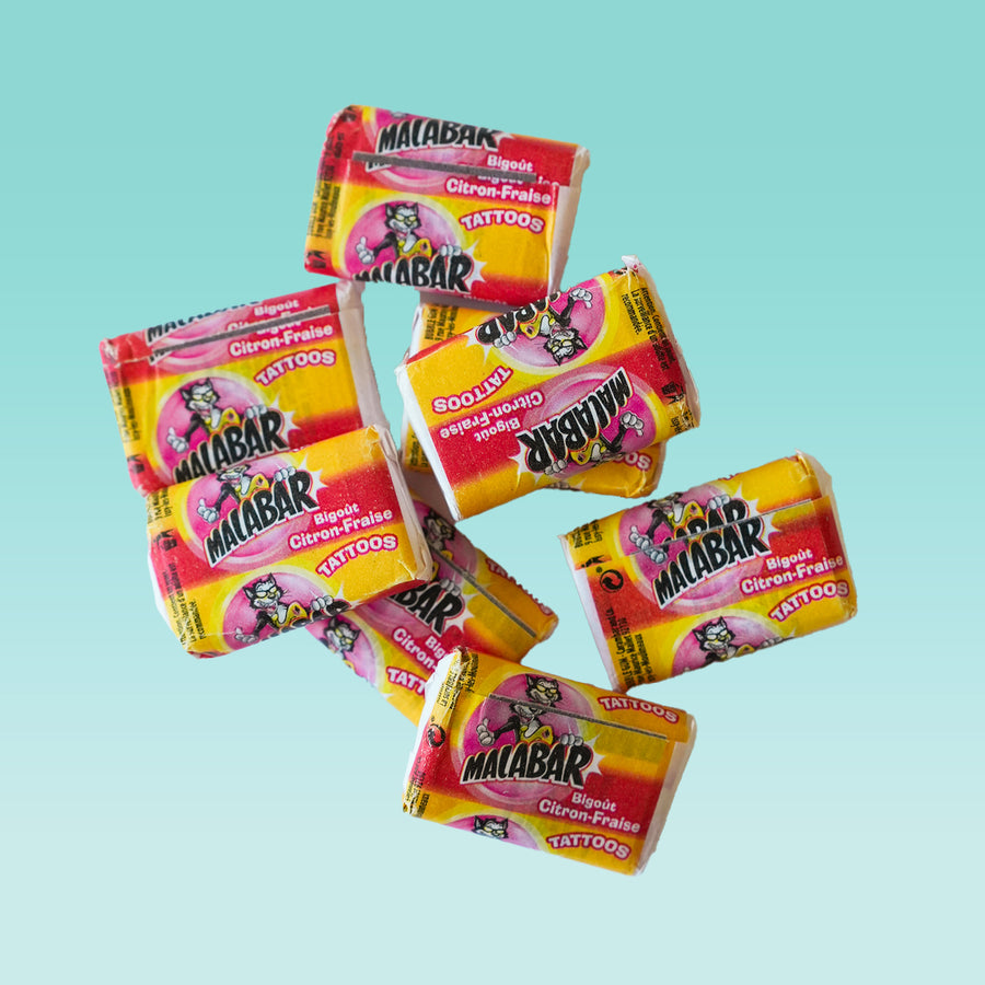 Emballage coloré de 10 Malabars bi-goût avec motifs ludiques.