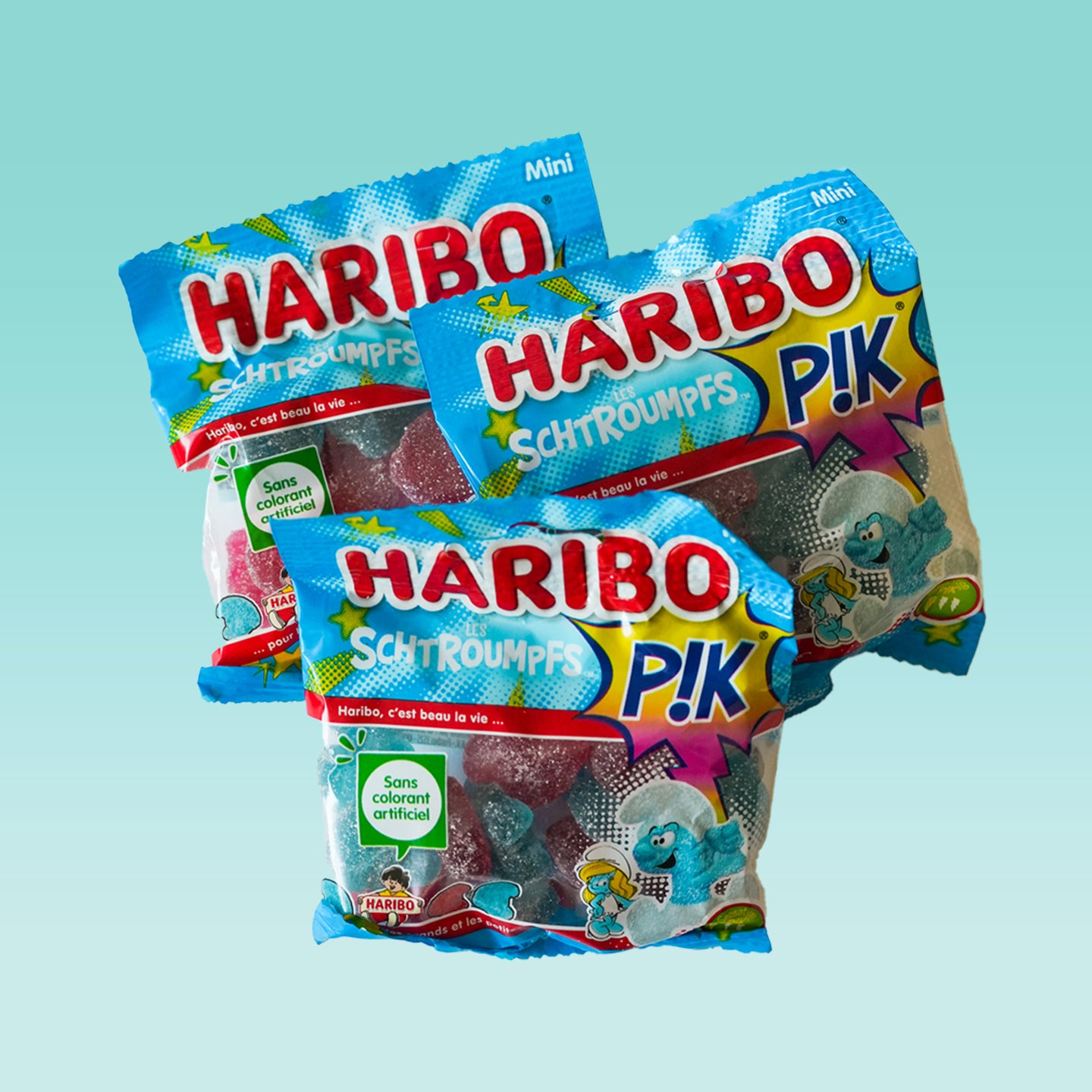 Sachets de bonbons Schtroumpfs Pik avec texture sucrée