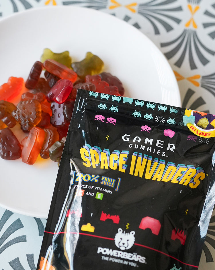 Bonbons Space Invaders en forme d'aliens colorés