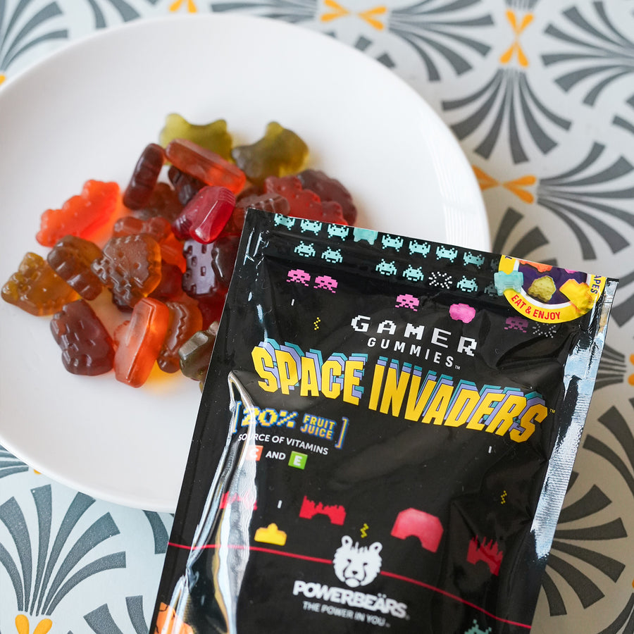 Bonbons Space Invaders en forme d'aliens colorés