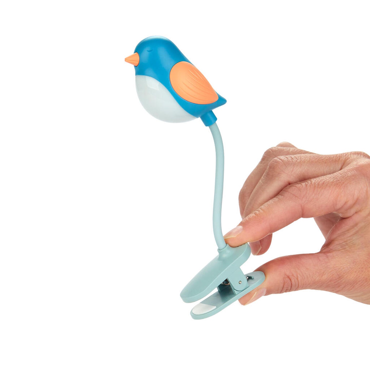 Liseuse Birdie en forme d'oiseau bleu avec bras flexible