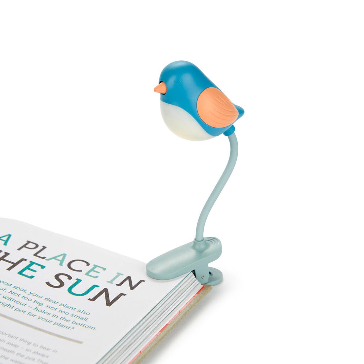 Liseuse Birdie en forme d'oiseau bleu avec bras flexible