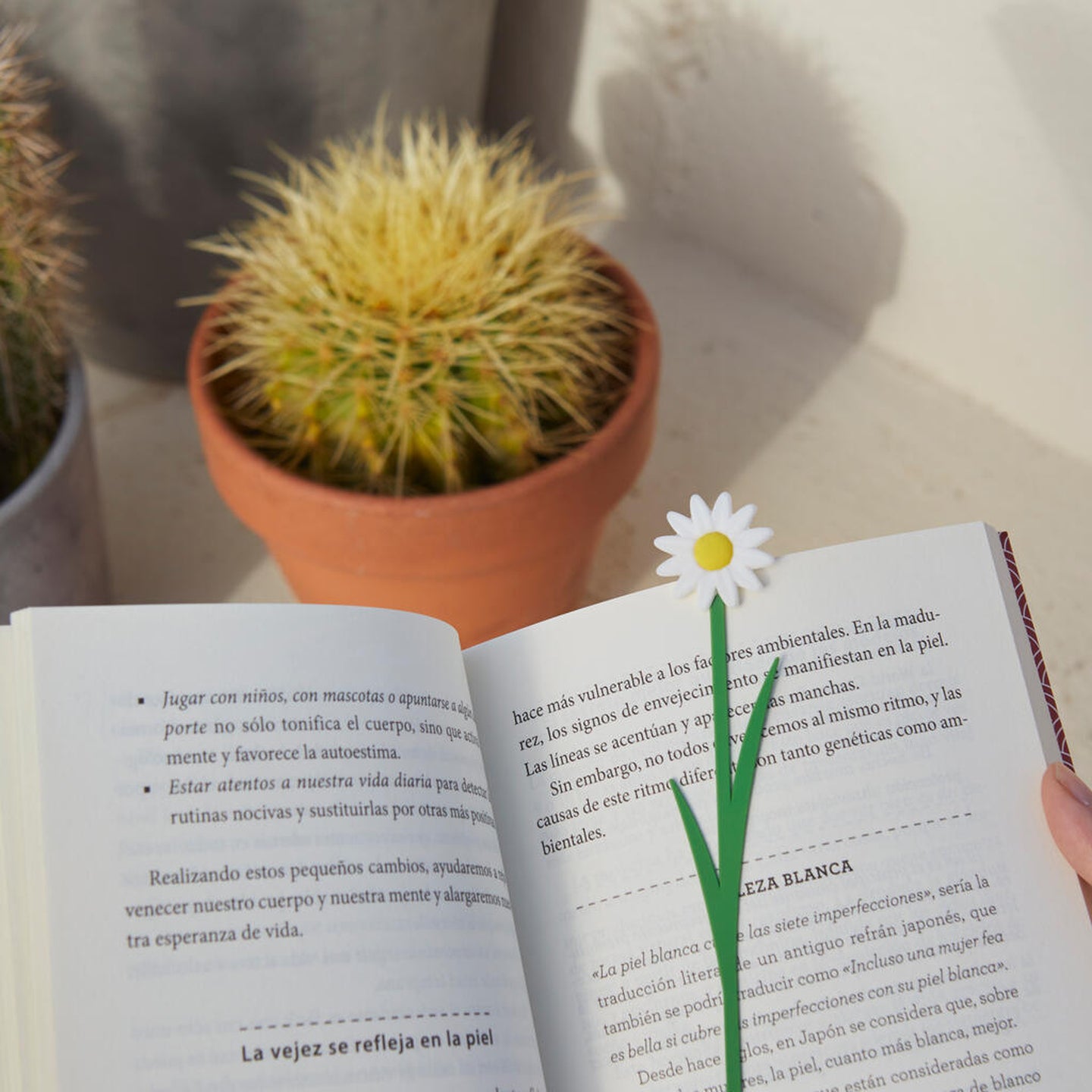 Marque-page Daisy en plastique avec marguerite en relief