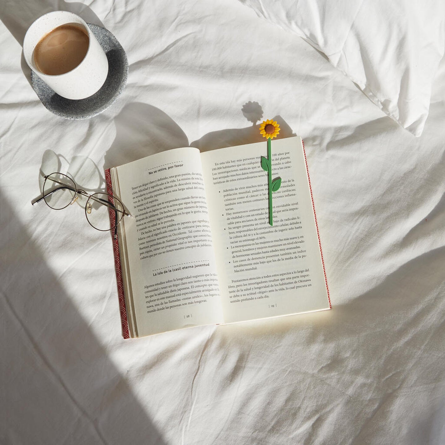 Marque-page tournesol en plastique avec pétales en relief