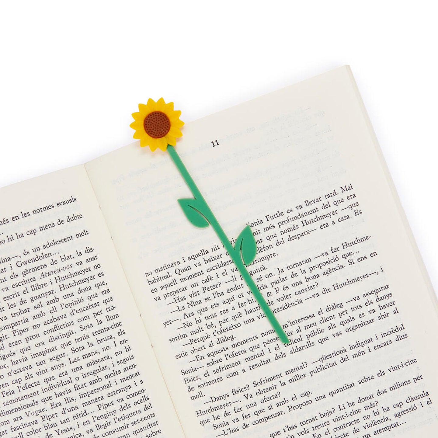 Marque-page tournesol en plastique avec fleur en relief