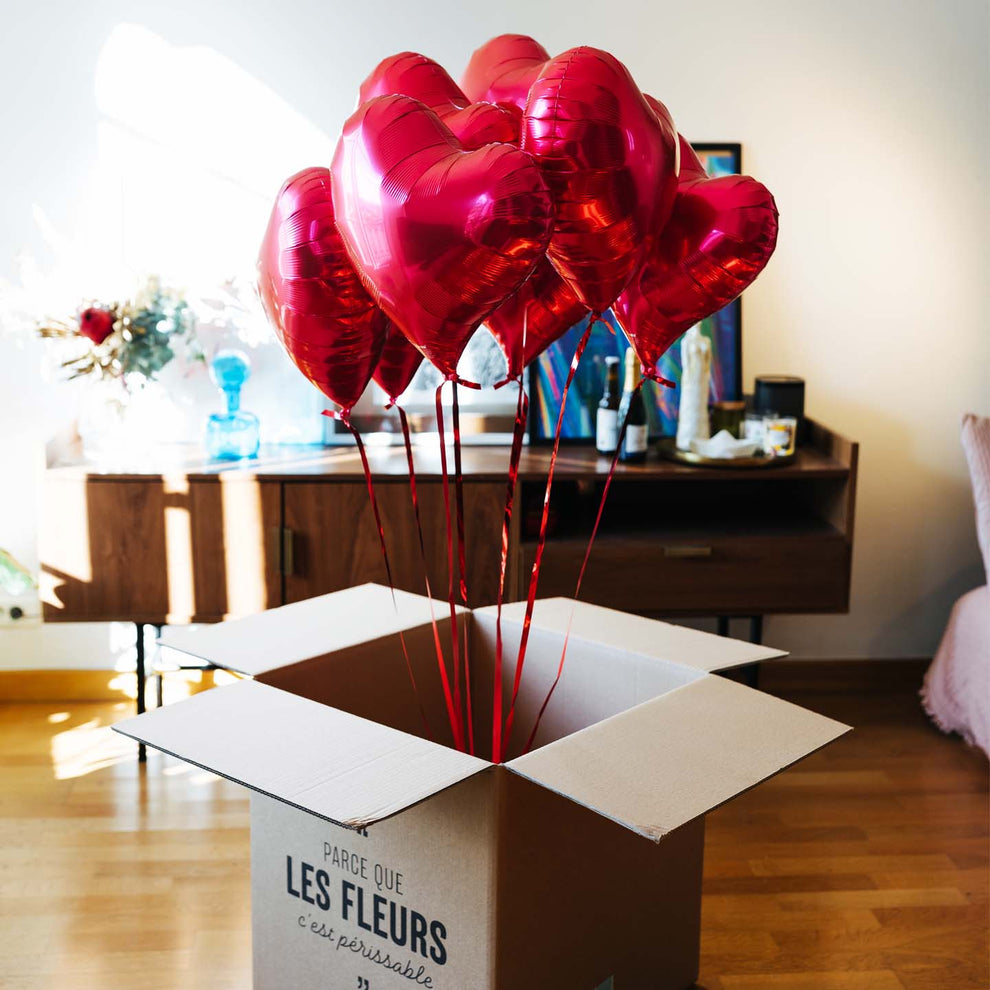 Ballon cadeau Happy Birthday Coeur Fleuri - Livraison ballon à l'hélium