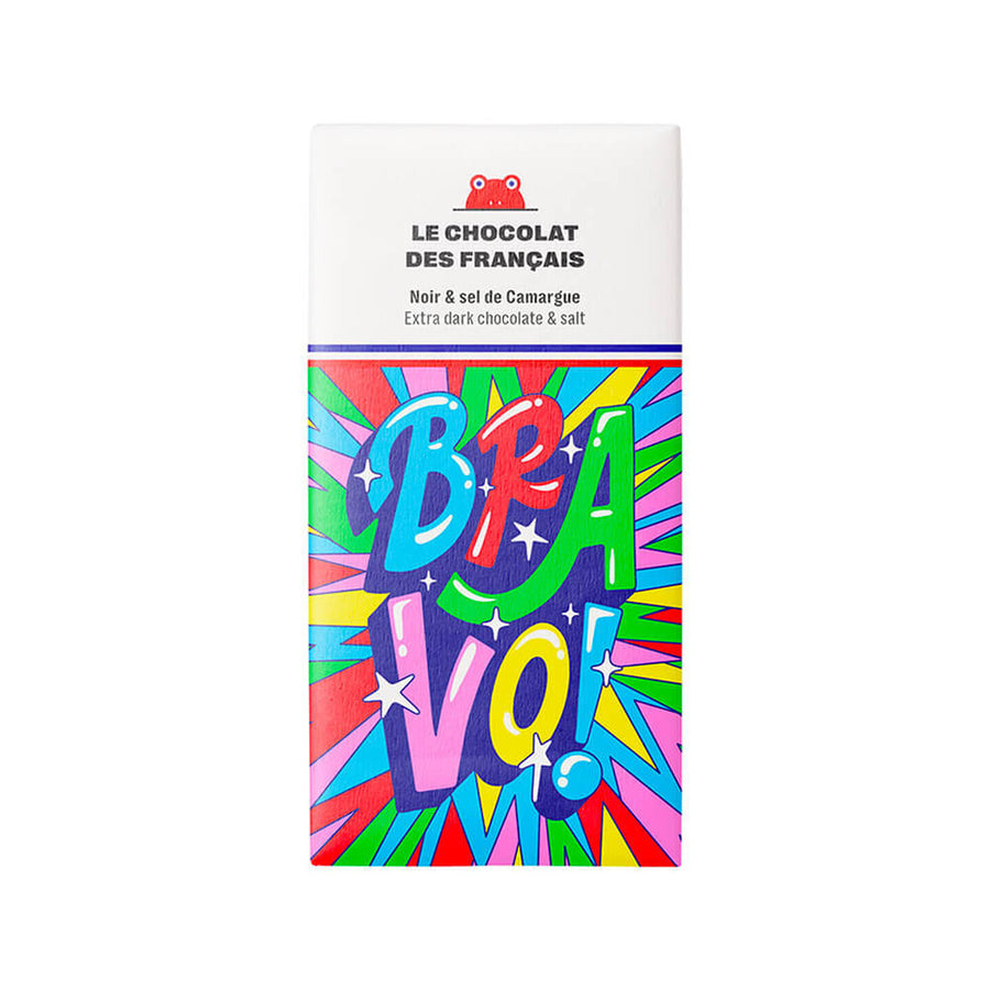 Tablette de chocolat Bravo avec design coloré et texture lisse