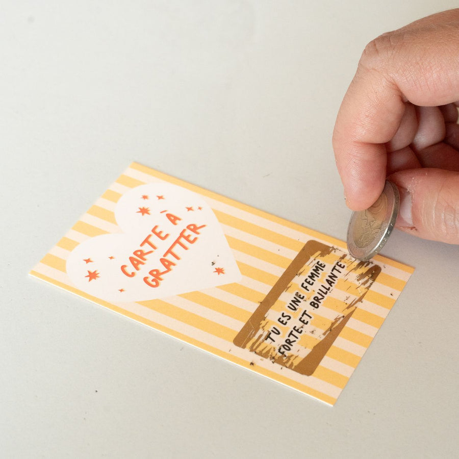 Carte à gratter avec motif doré et message inspirant