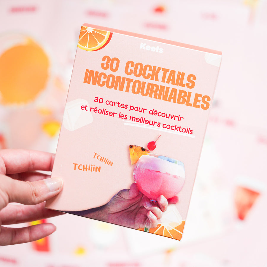 30 cartes de recettes de cocktails avec motifs colorés