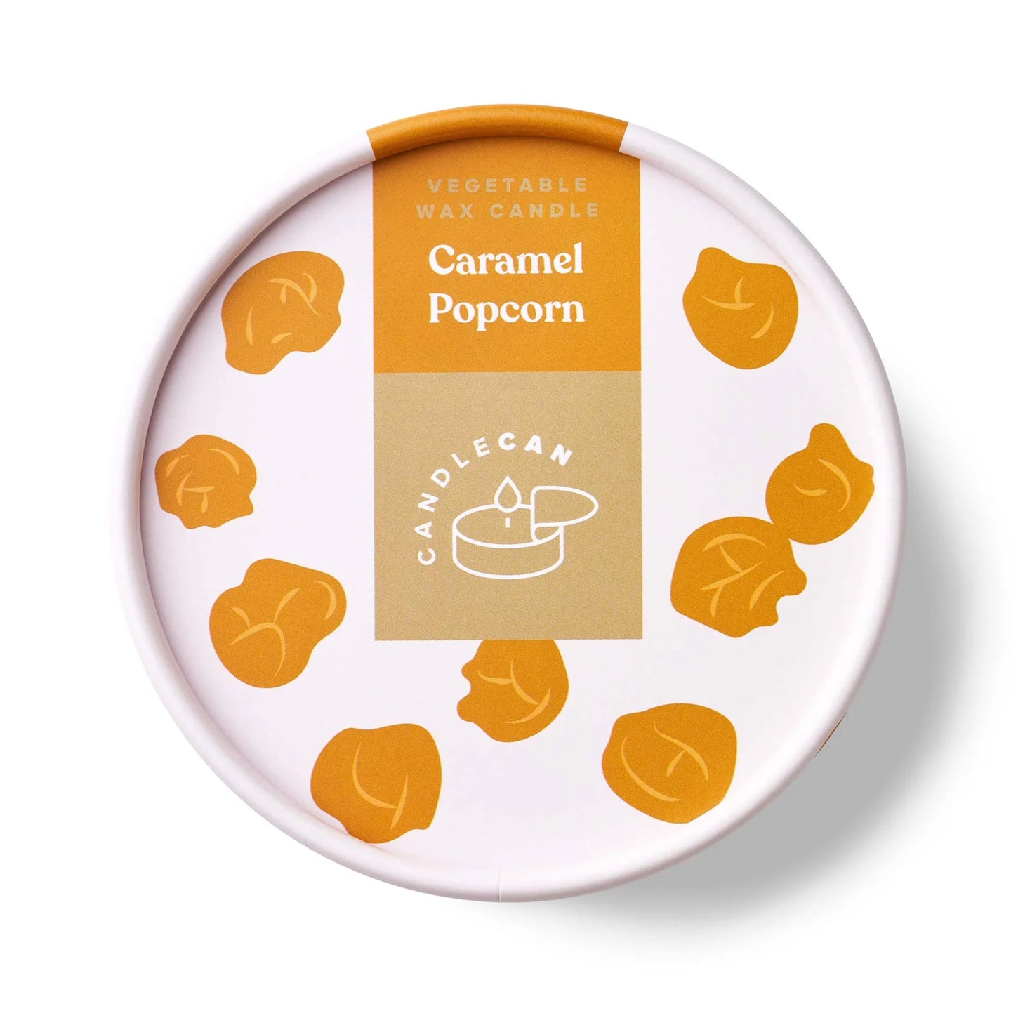 Bougie en forme de bol de pop-corn avec effet caramel