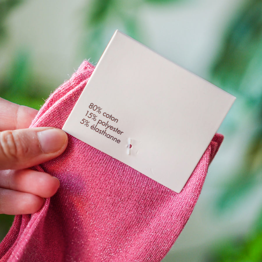 Chaussettes à paillettes avec motif amitié en gros plan