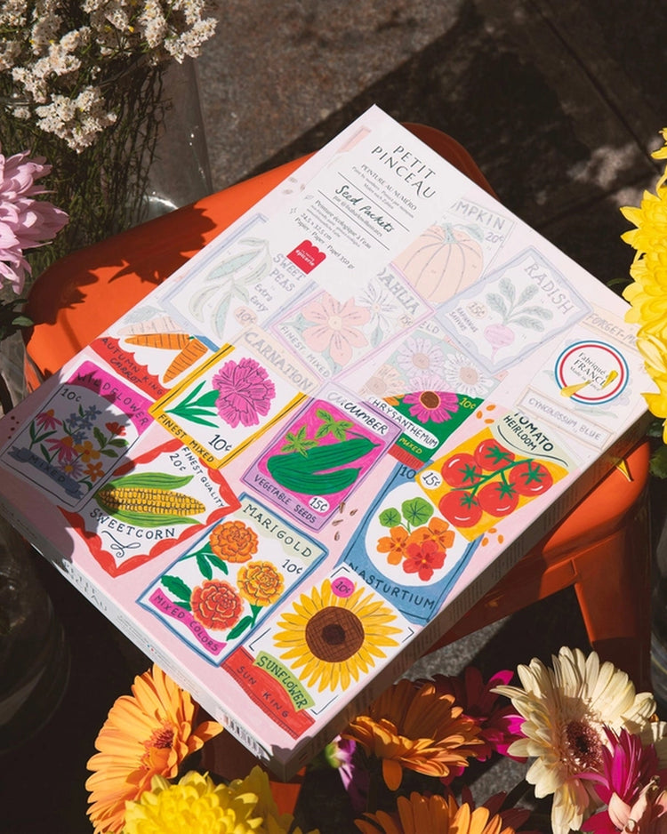 Coffret peinture au numéro avec motifs de sachets de graines