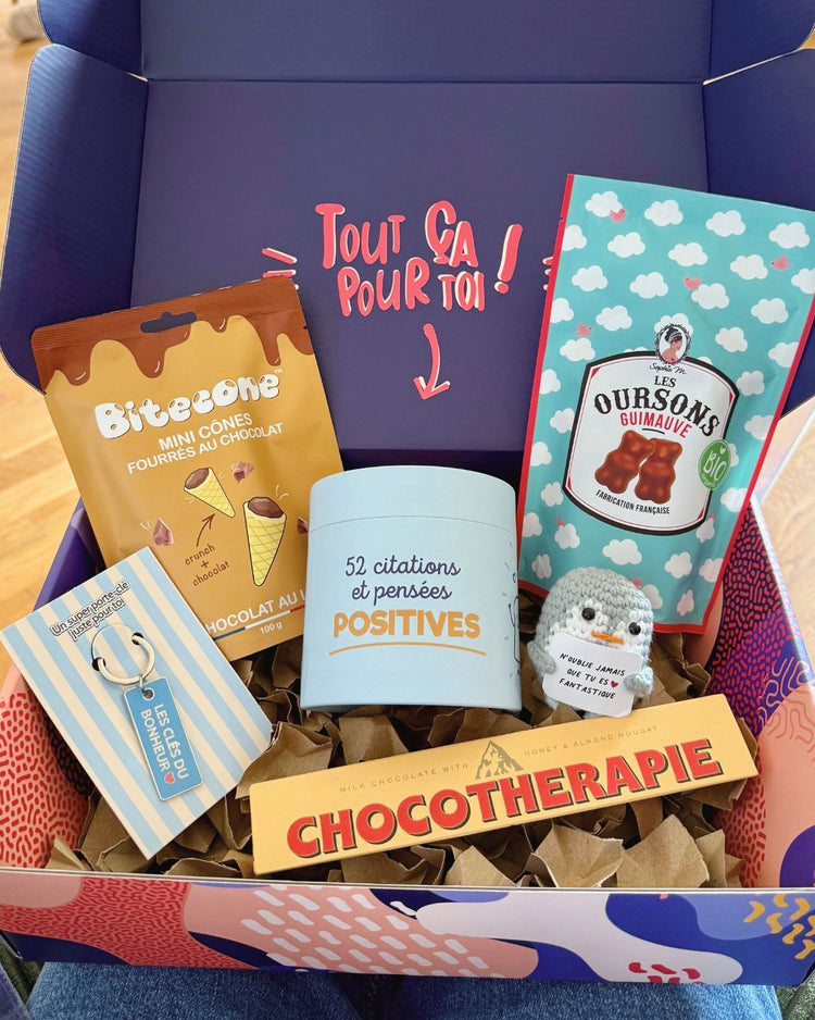 Coffret Remonte Moral - 2 avec douceurs et surprises variées