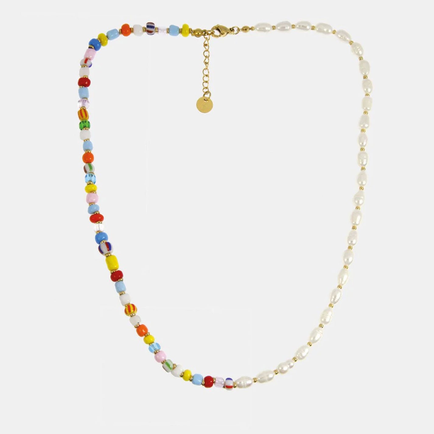 Collier Fantasia avec perles d'eau douce et verre coloré