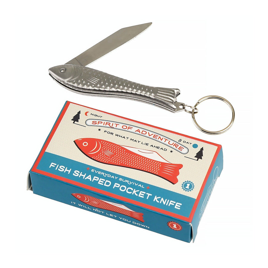 Porte-clés en forme de poisson avec lame visible