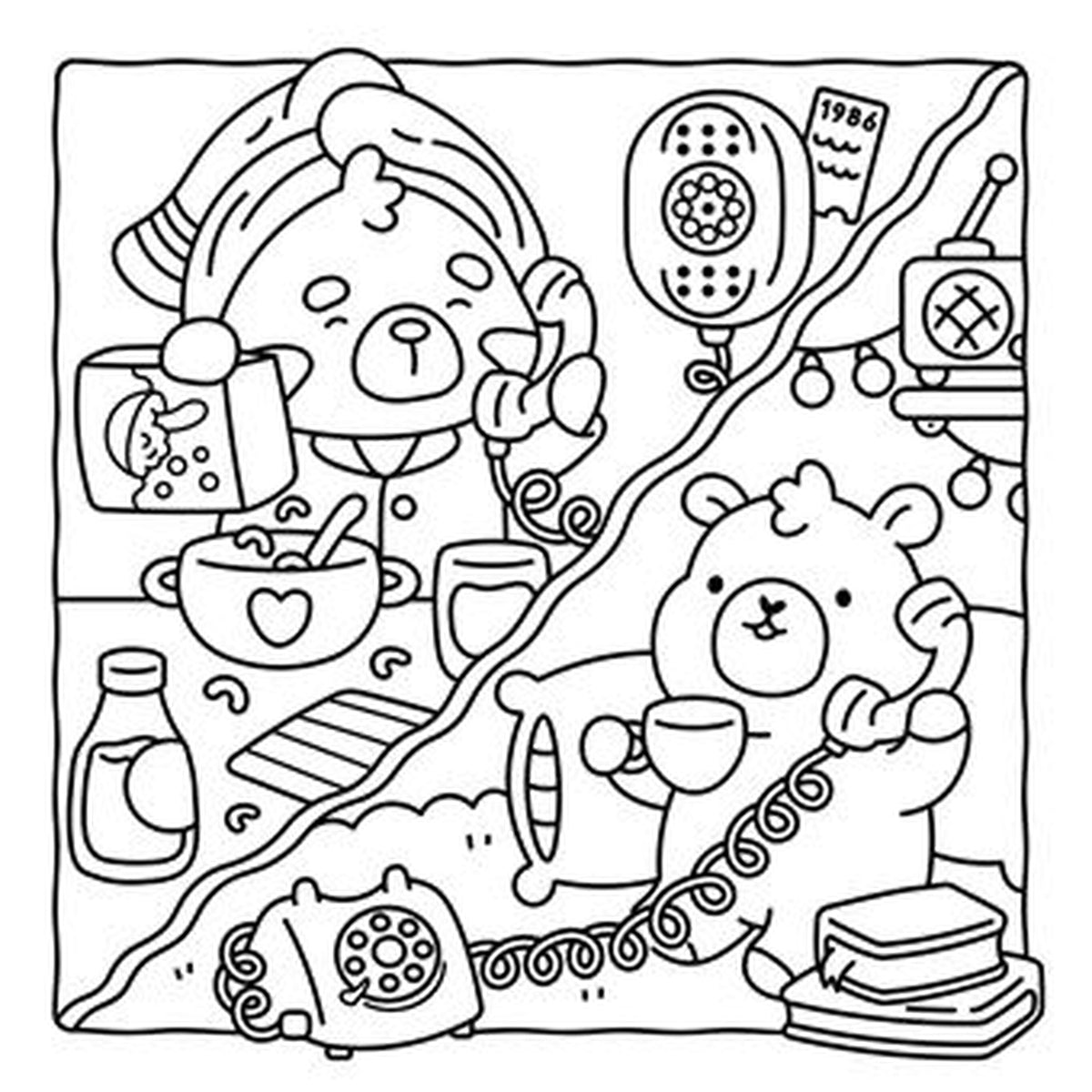 Couverture du livre de coloriage avec motifs rétro des années 90