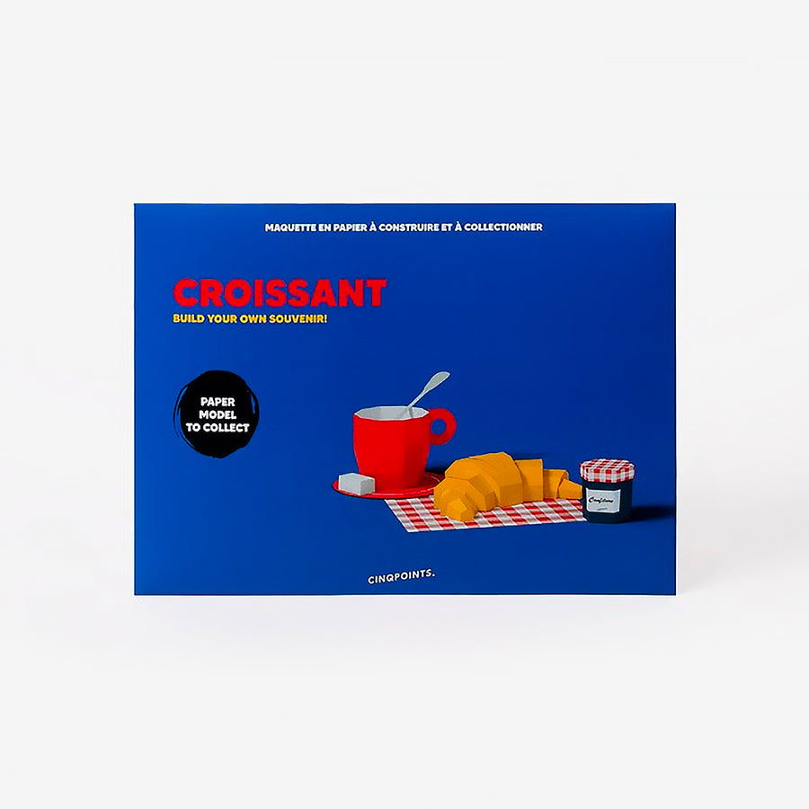 Maquette 3D en papier d'un croissant et tasse de café