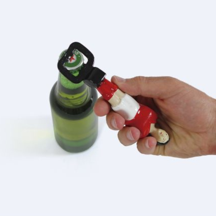 Décapsuleur en métal rouge, design joueur de baby-foot