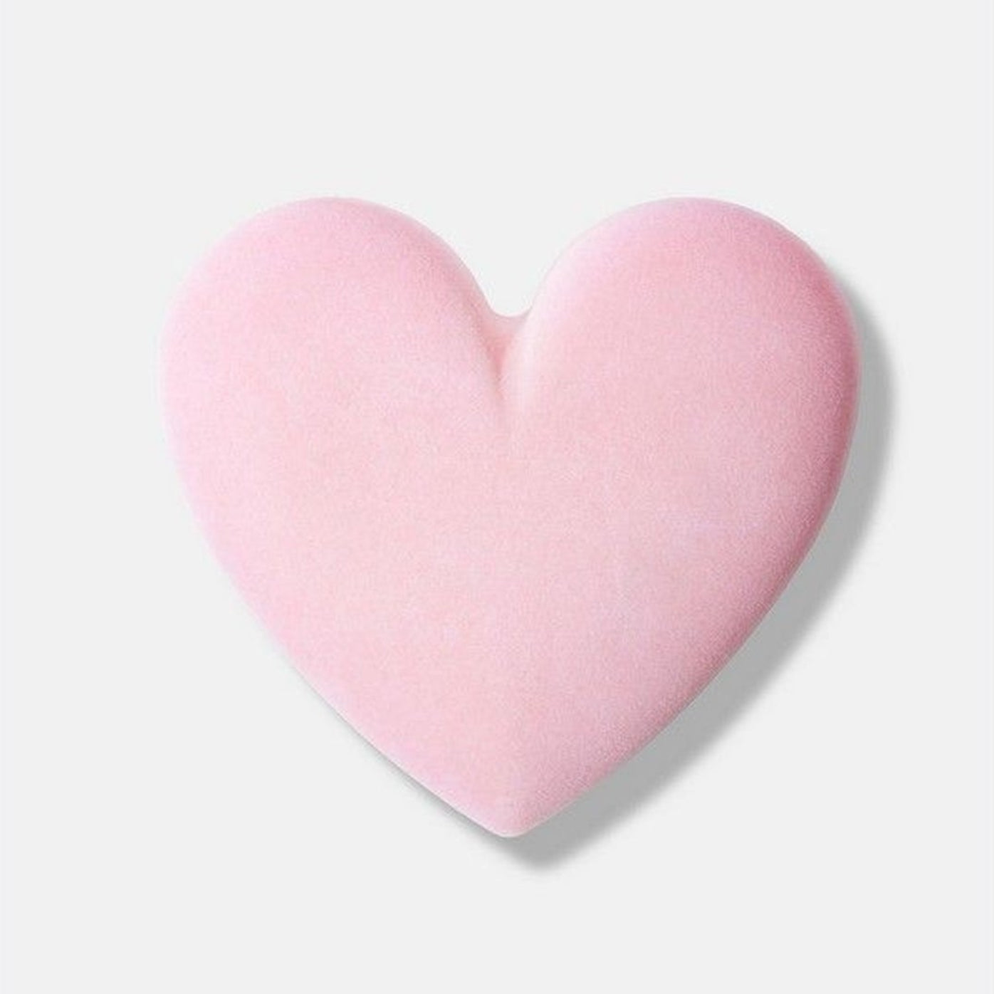 Boîte à bijoux en velours rose en forme de cœur, vue de dessus