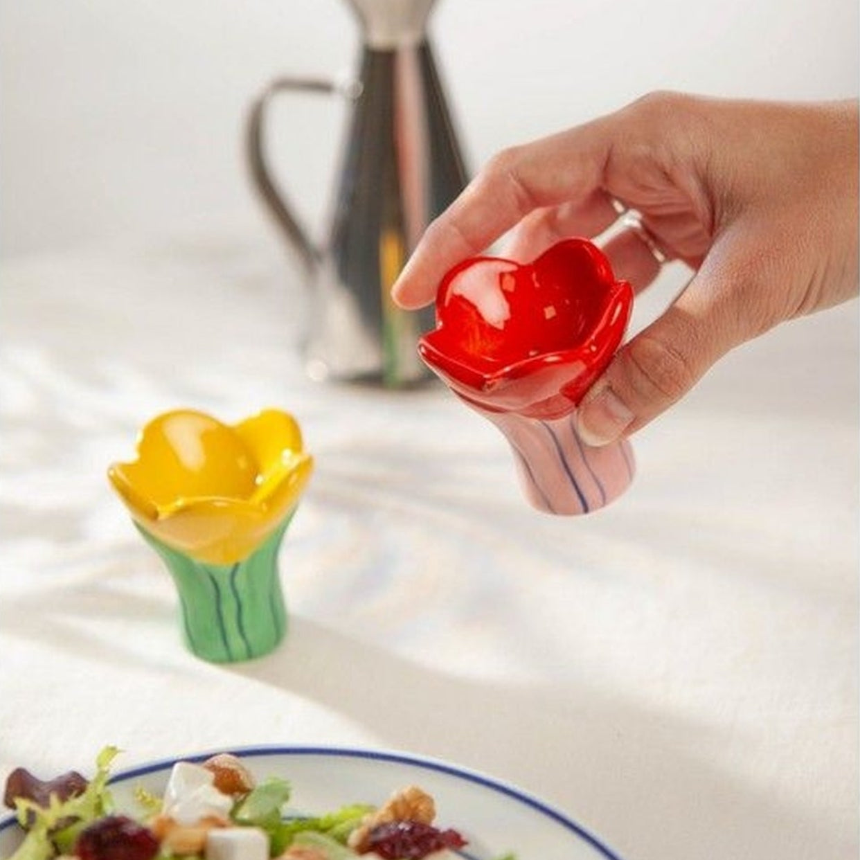 Salière et poivrière Tulipes avec motif floral coloré